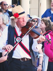 A fiddler fiddling 
